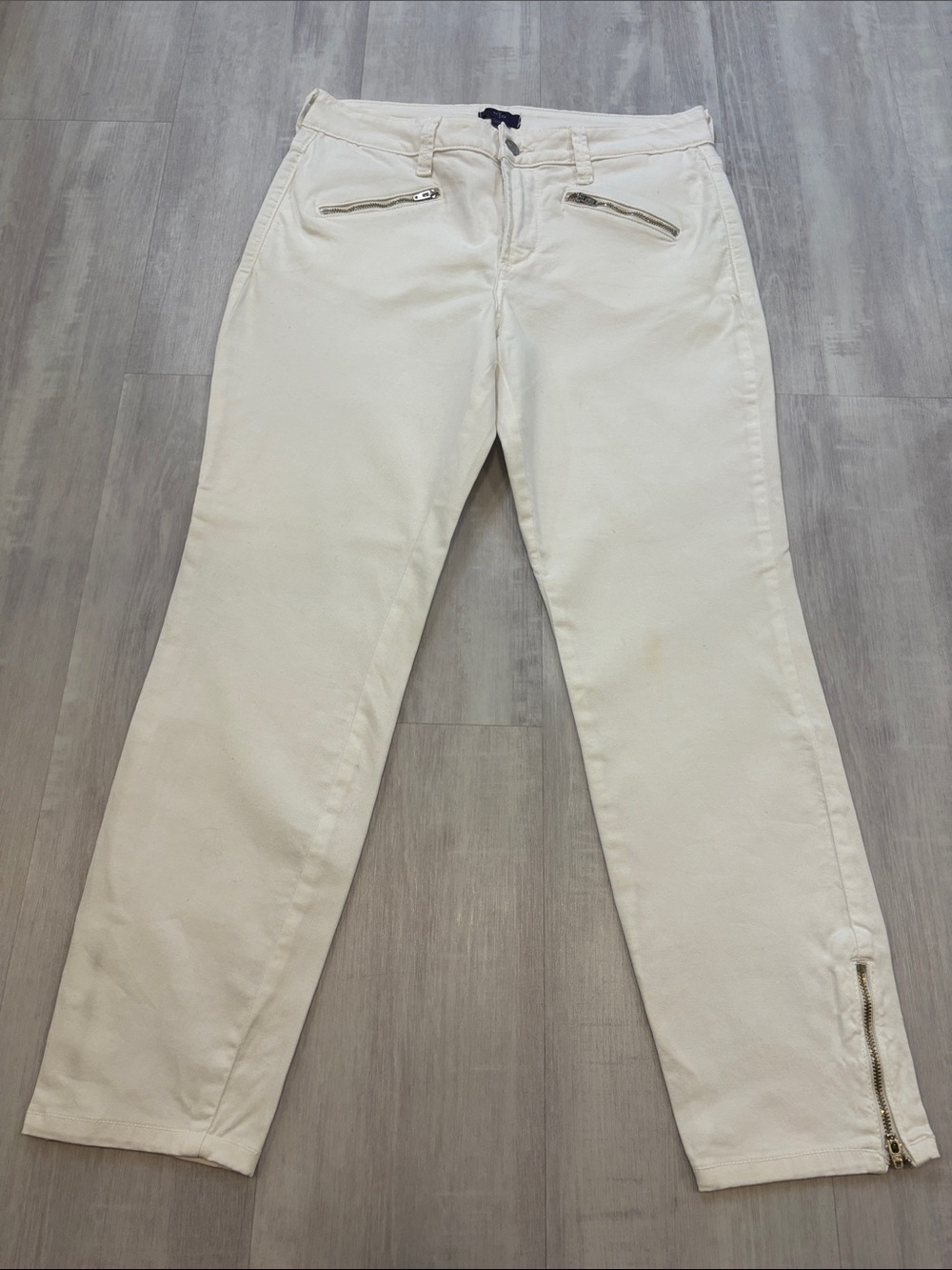 NYDJ White Straight-Leg Pants with Zip Pocket Detail